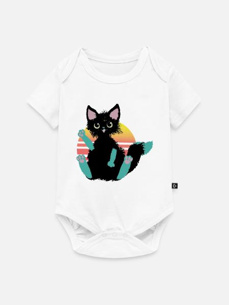 kritzelkatze Klecks, sagt Hi - Baby Premium Kurzarmbody - Weiß