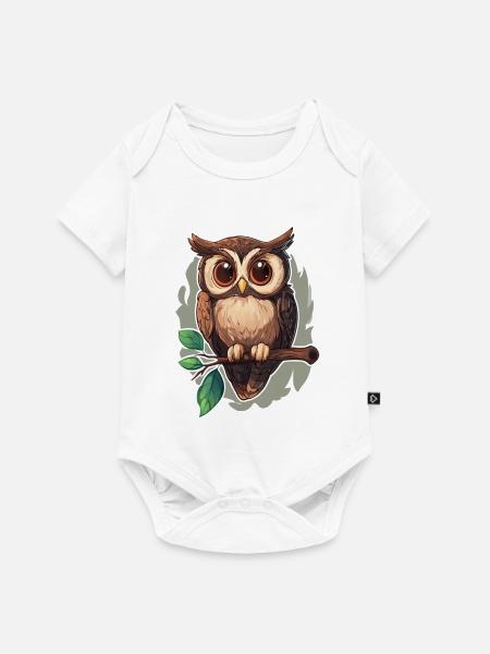 Eule - Baby Premium Kurzarmbody - Weiß