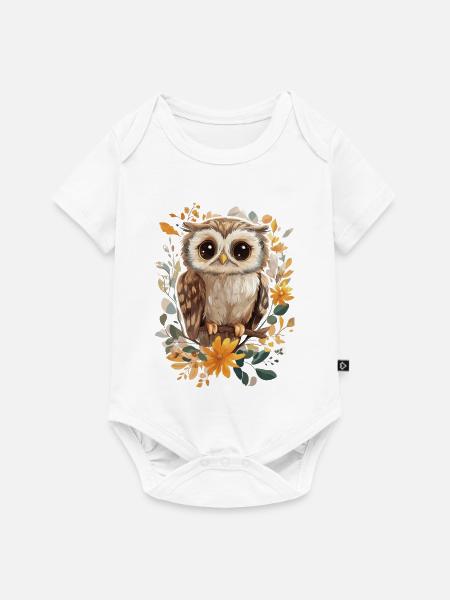 Eule - Baby Premium Kurzarmbody - Weiß