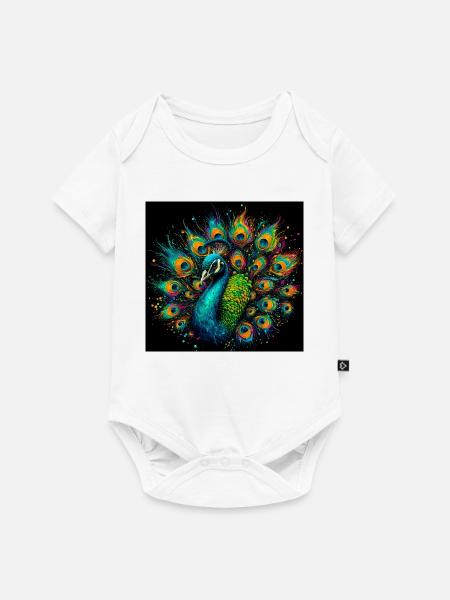 Pfau - Baby Premium Kurzarmbody - Weiß