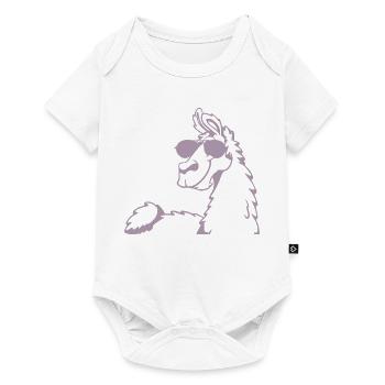 Cool Llama Alpaca Sunglasses Silhouette - Baby Premium short-sleeve bodysuit - white - Front