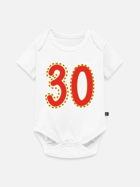 Nummer 30 auf farbigem Blattpapier - Baby Premium Kurzarmbody - Weiß
