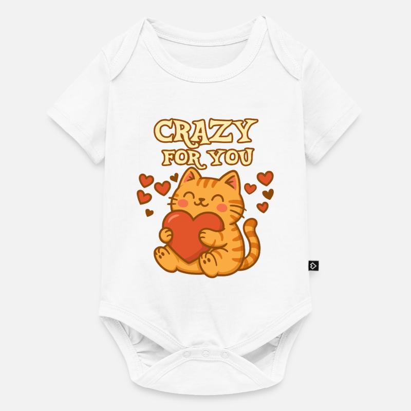 Chat mignon avec texte « Crazy for You » - Body à manches courtes Premium Bébé - blanc