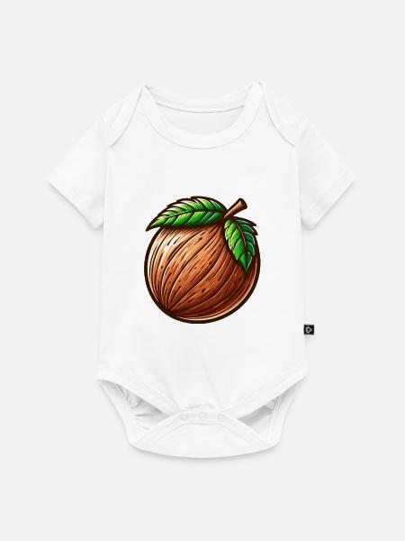 Natürliche Walnussschale - Baby Premium Kurzarmbody - Weiß