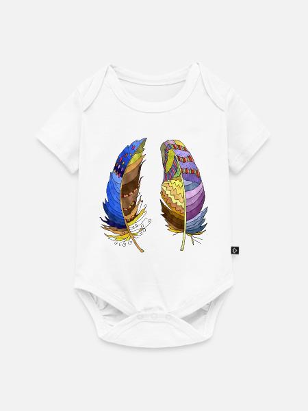 Feder - Baby Premium Kurzarmbody - Weiß
