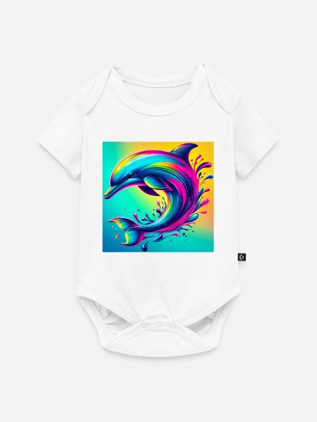 Delfin - Baby Premium Kurzarmbody - Weiß