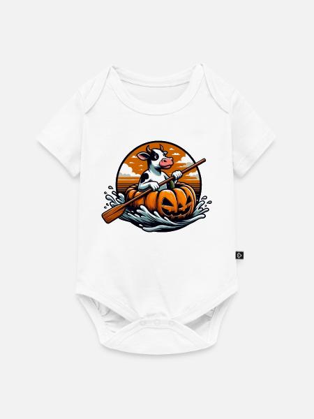 Kürbis Paddelkuh - Baby Premium Kurzarmbody - Weiß
