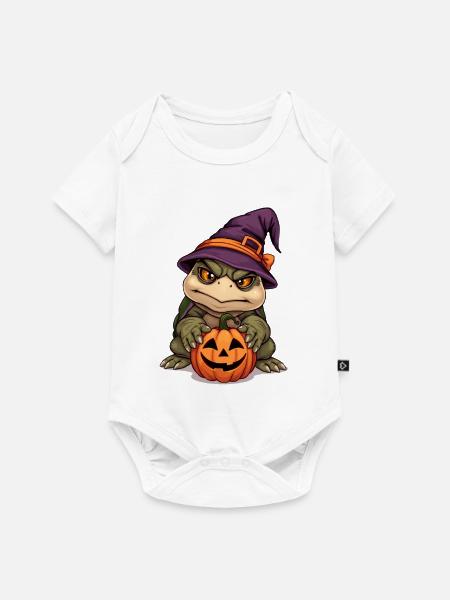Süßer Halloween-Kobold mit Kürbis - Baby Premium Kurzarmbody - Weiß