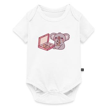 Mignon Koala Ours Mangeant Pizza - Body à manches courtes Premium Bébé - blanc - Devant
