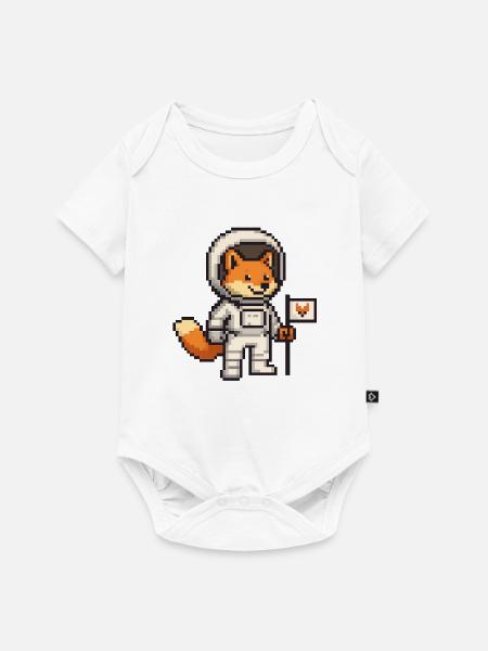 Pixelart Fuchs im Astronautenanzug - Baby Premium Kurzarmbody - Weiß