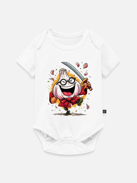 Furchtloser Knoblauch Samurai Heldencharakter - Baby Premium Kurzarmbody - Weiß