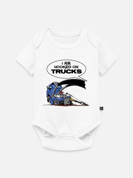 HookedOnTRUCKS-BLAU - Baby Premium Kurzarmbody - Weiß