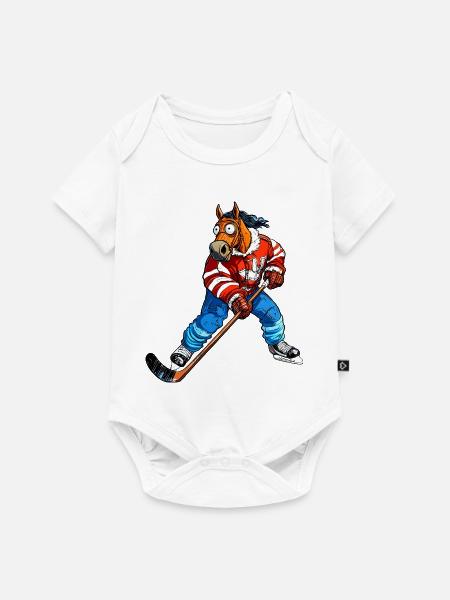 Eishockey Pferd - Baby Premium Kurzarmbody - Weiß