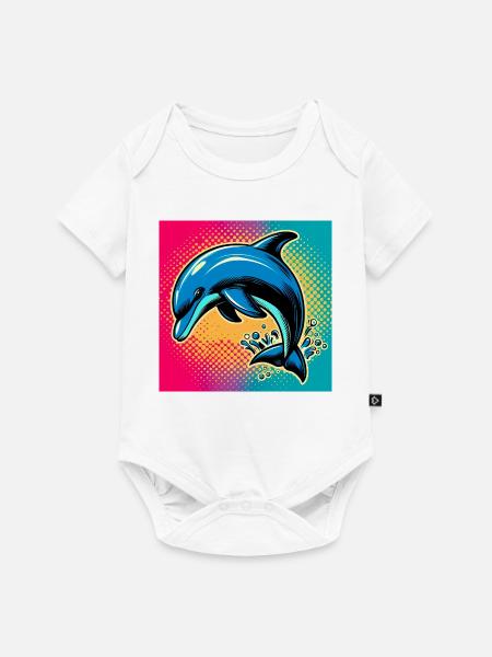 Delfin - Baby Premium Kurzarmbody - Weiß