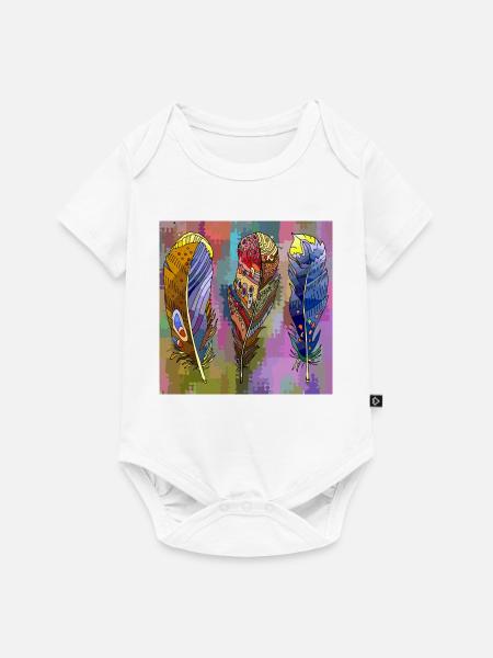 Feder - Baby Premium Kurzarmbody - Weiß