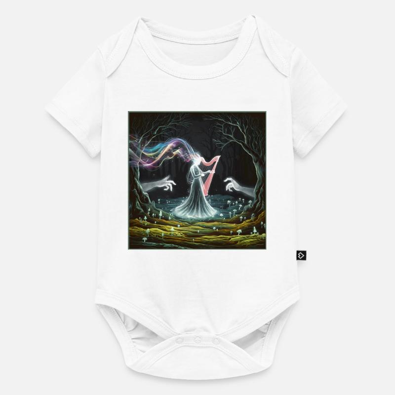 Conception de la sorcière de la harpe de la forêt enchantée - Body à manches courtes Premium Bébé - blanc
