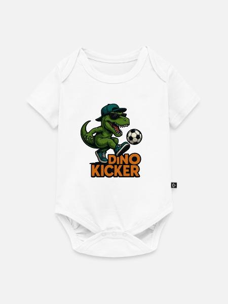 Fußball Dino - Baby Premium Kurzarmbody - Weiß