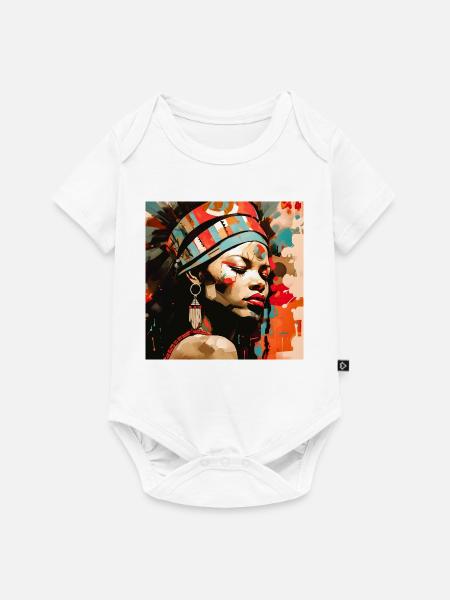 Porträt Afro Stammeskunst Design - Baby Premium Kurzarmbody - Weiß
