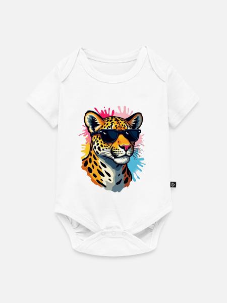 Chill Panther mit Sonnenbrille - Baby Premium Kurzarmbody - Weiß
