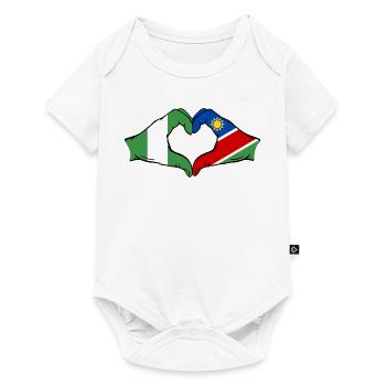 Drapeau du Nigéria et de la Namibie, mains en forme de cœur - Body à manches courtes Premium Bébé - blanc - Devant