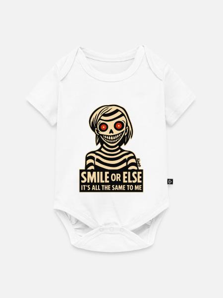 Skelettiges Lächeln mit Botschaft - Baby Premium Kurzarmbody - Weiß