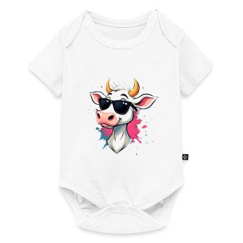 Se détendre avec des lunettes de soleil vache - Body à manches courtes Premium Bébé - blanc - Devant
