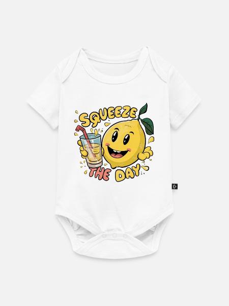 Squeeze The Day Zitrone Karikatur - Baby Premium Kurzarmbody - Weiß