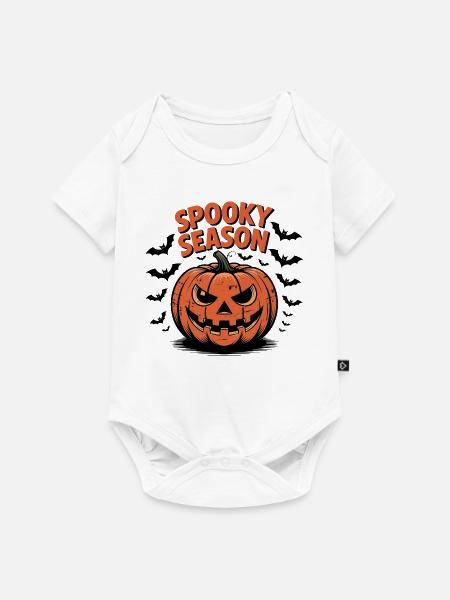 Gruselige Jahreszeit Kürbis - Baby Premium Kurzarmbody - Weiß
