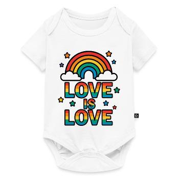 Colorful rainbow with love message - Baby Premium short-sleeve bodysuit - white - Front