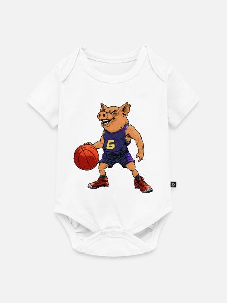 Basketballer Schwein - Baby Premium Kurzarmbody - Weiß