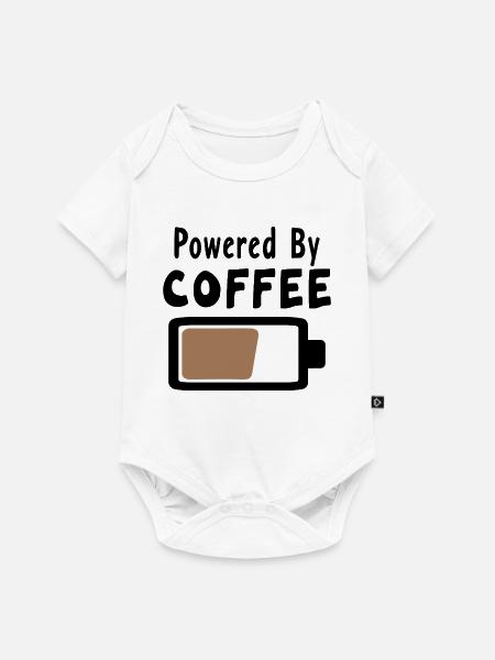 Powered By Coffee - Kaffee Statement Spruch - Baby Premium Kurzarmbody - Weiß