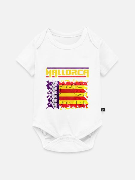 Mallorca Musikdesign mit spanischer Flagge - Baby Premium Kurzarmbody - Weiß