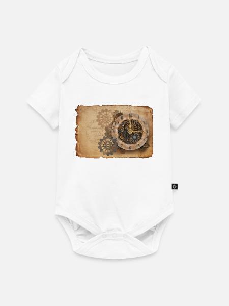 Steampunk Uhrwerk - Baby Premium Kurzarmbody - Weiß