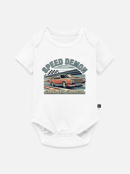 Rennwagen Speed Demón Design - Baby Premium Kurzarmbody - Weiß