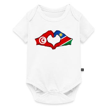 Drapeau Tunisie Namibie Mains Forme de cœur Utilisé - Body à manches courtes Premium Bébé - blanc - Devant