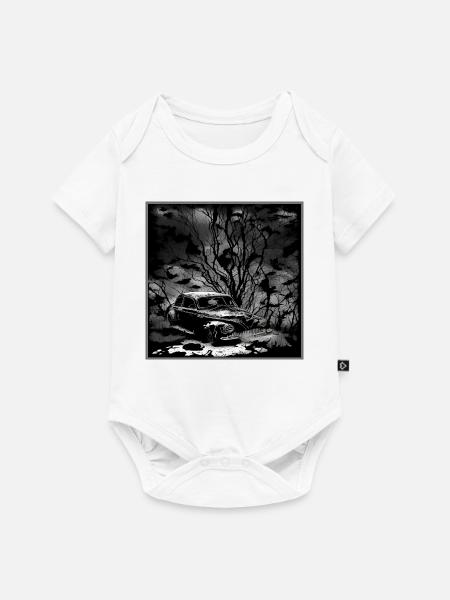 Dunkler Wald Oldtimer Illustration - Baby Premium Kurzarmbody - Weiß