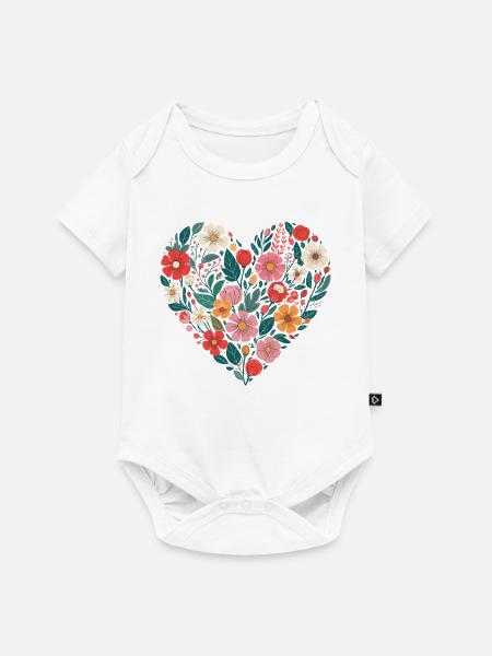 Blumenherz Design - Baby Premium Kurzarmbody - Weiß