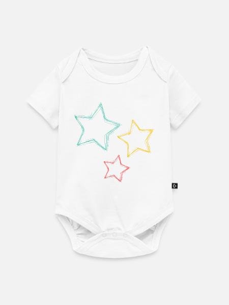 Bunte Sterne mit künstlerischer Atmosphäre - Baby Premium Kurzarmbody - Weiß