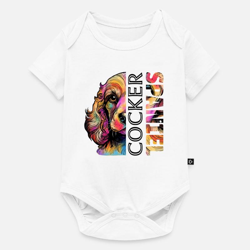 Farbenfroher Cocker Spaniel - Baby Premium Kurzarmbody - Weiß
