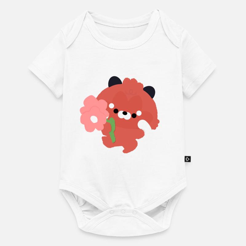 Panda rosso romantico - Body Premium a maniche corte per neonati  - bianco