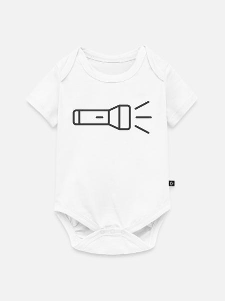 Taschenlampen-Linien-Symbol - Baby Premium Kurzarmbody - Weiß
