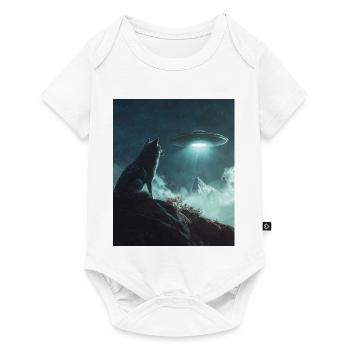 Selfie de loup avec OVNI - Body à manches courtes Premium Bébé - blanc - Devant