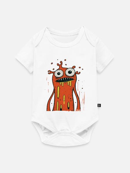 Cooles Monster Design - Baby Premium Kurzarmbody - Weiß