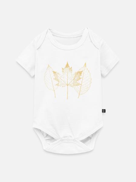 Goldene Herbstblätter Muster - Baby Premium Kurzarmbody - Weiß