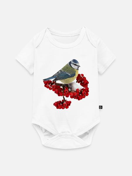 Vogel Kohlmeise - Baby Premium Kurzarmbody - Weiß