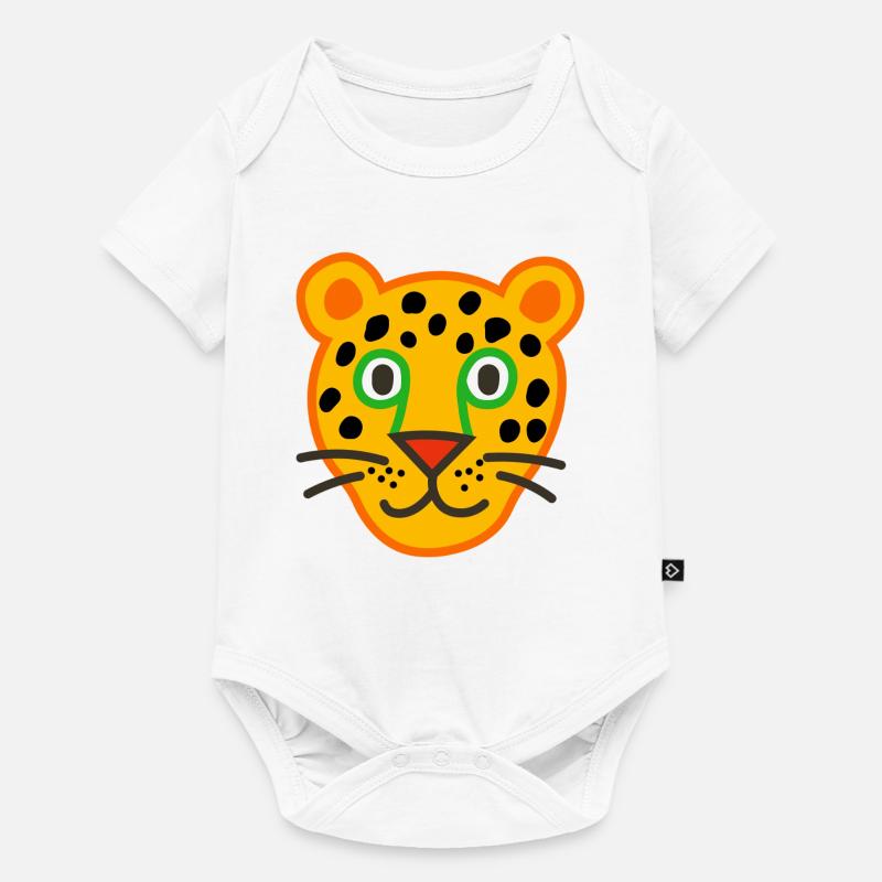 Illustration de visage de léopard mignon - Body à manches courtes Premium Bébé - blanc