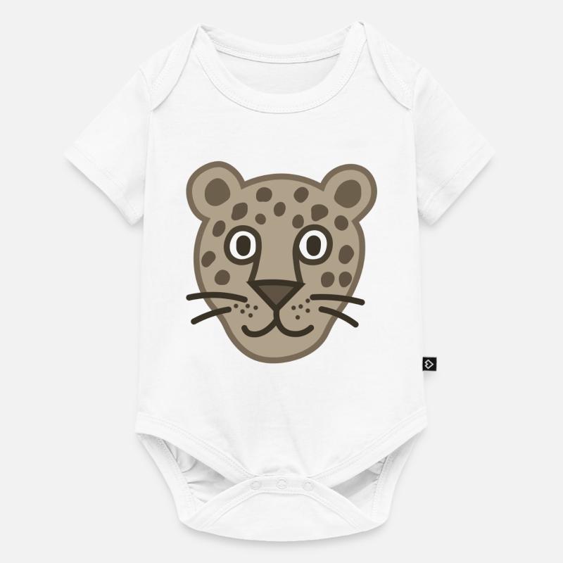 Dessin animé mignon visage de léopard - Body à manches courtes Premium Bébé - blanc