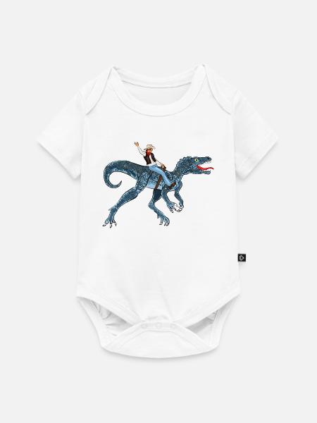 Abenteuerlicher Dinosaurier-Reiter - Baby Premium Kurzarmbody - Weiß
