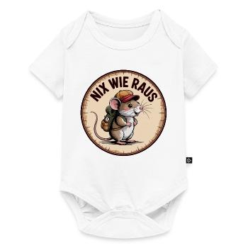 Souris d'aventure avec sac à dos et chapeau - Body à manches courtes Premium Bébé - blanc - Devant