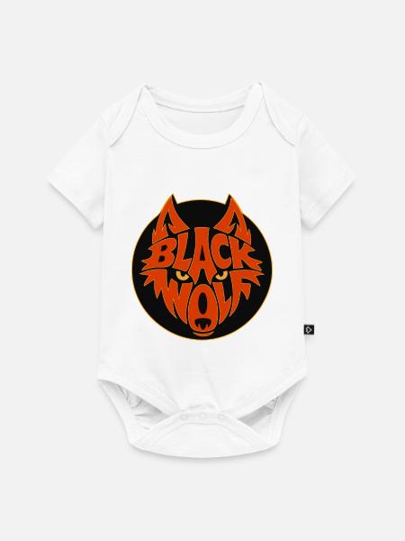 Schwarzer Wolf Retro-Grafik - Baby Premium Kurzarmbody - Weiß